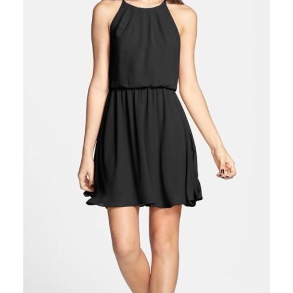 Lush Nordstrom black chiffon skater dress